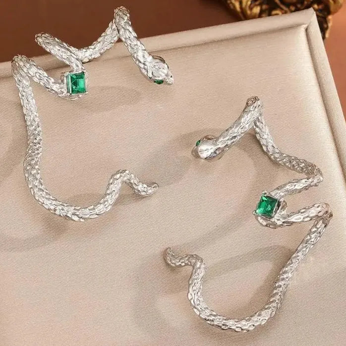Hiphop Punk Snake Shaped Silver Clip-On Ear Cuff Earring for Women Jewelry