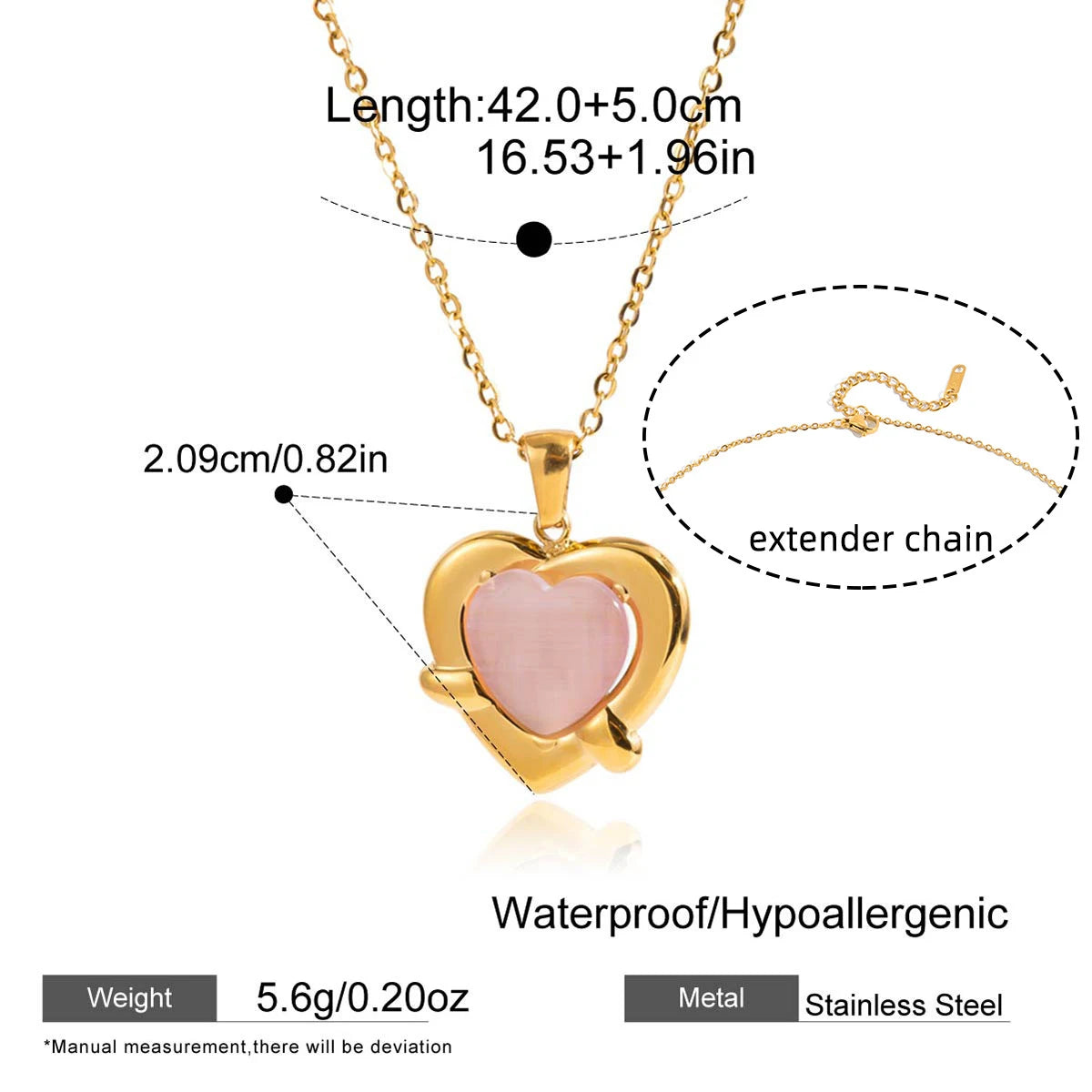 Pink Opal Love Heart Drop Earrings 18K Gold Plated Double Circle Hoops Bridal Jewelry