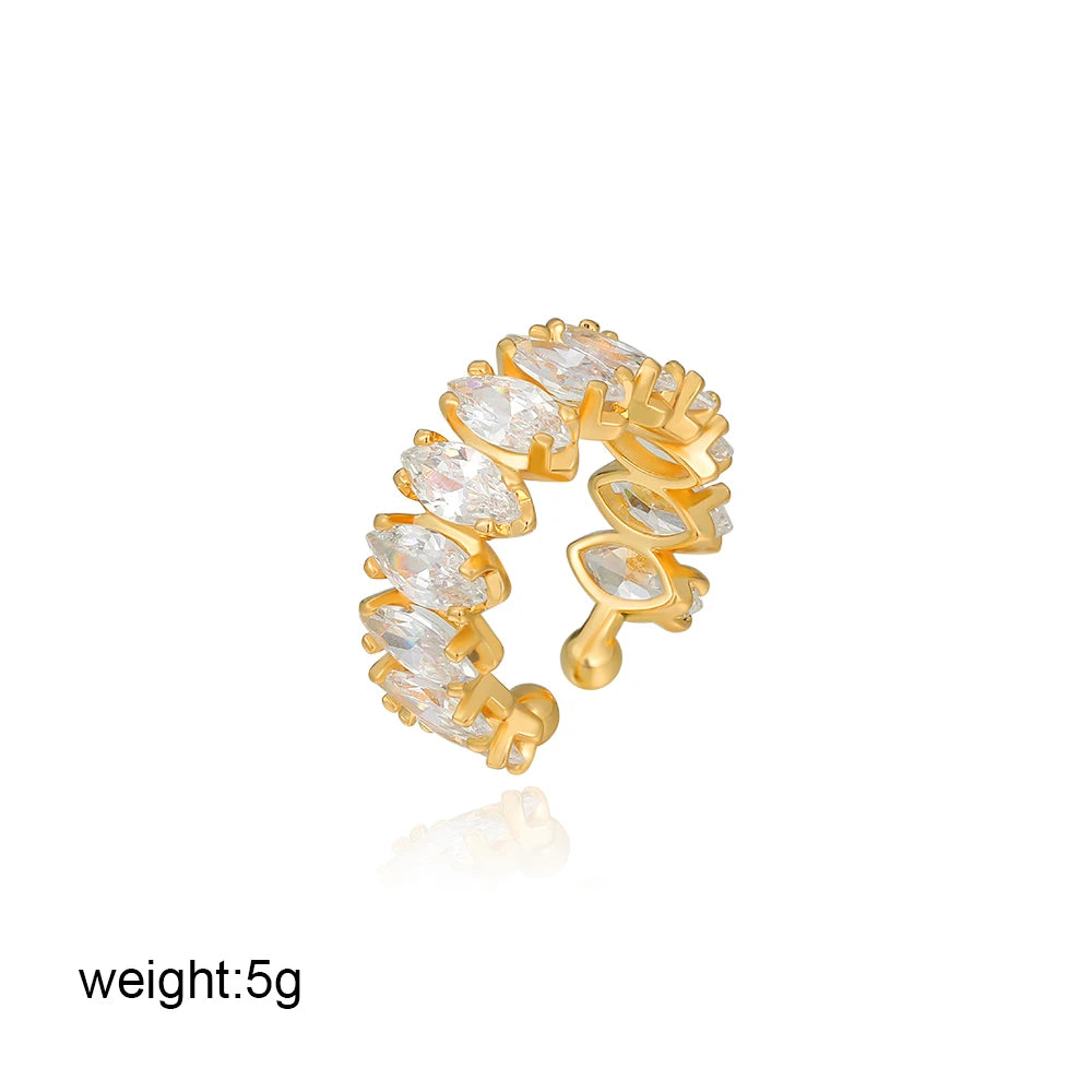 Light Luxury Horse Eyes Crystal Opening Ring Hypoallergenic 18K Gold Zircon Wedding Ring