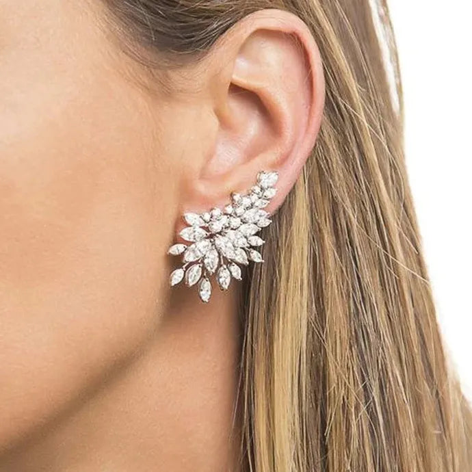 Sparkling Cubic Zirconia Geometric Stud Earrings for Women Wedding Party Jewelry
