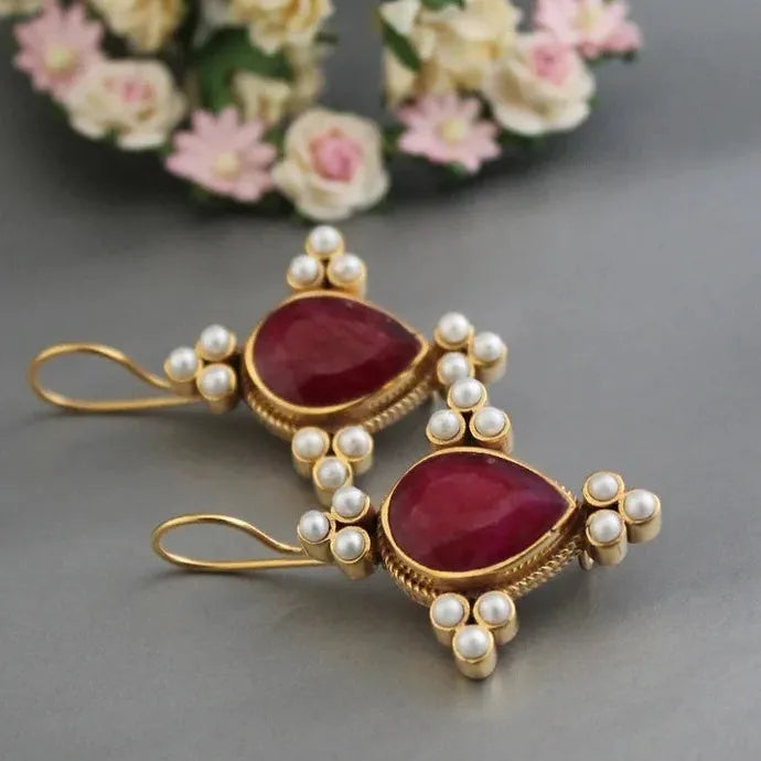 Elegant Retro Geometric Pearl Drop Earrings Women’s Wedding Jewelry Gift Zinc Alloy
