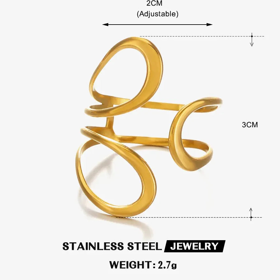 Stainless Steel Hollow Irregular Tree Branch Ring Waterproof Wedding Gift Jewelry