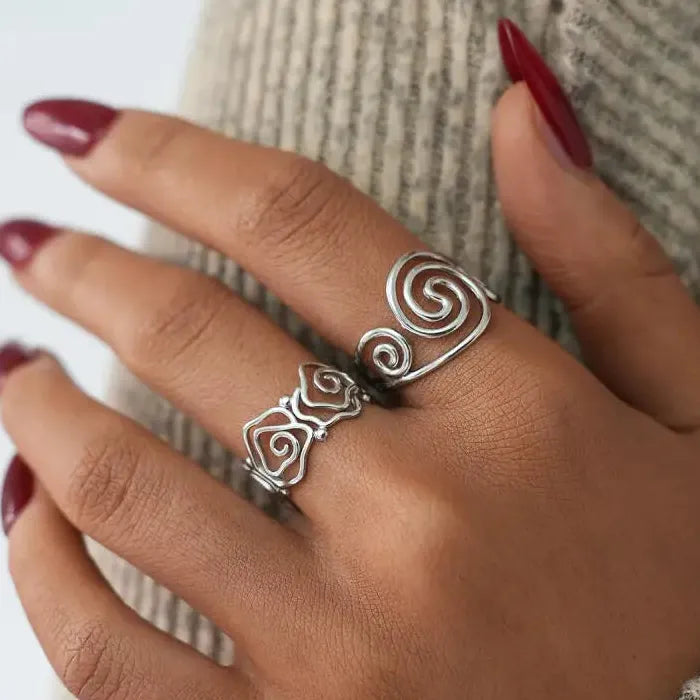 Adjustable Stainless Steel Skeleton Spiral Vortex Ring Unisex Fashion Jewelry