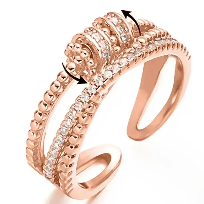 Adjustable Women’s Brass Cocktail Ring with Geometric CZ Sparkle Design