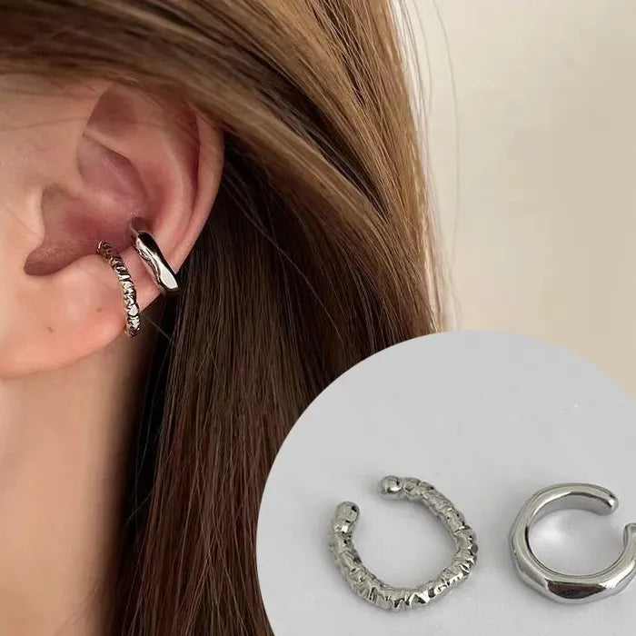 2026 New C Shaped Punk Zinc Alloy Ear Cuff Clip Earrings Women Y2K
