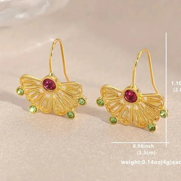 Exquisite Flower Hook Drop Earrings Zinc Alloy Gold Silver Plant Pendant Jewelry