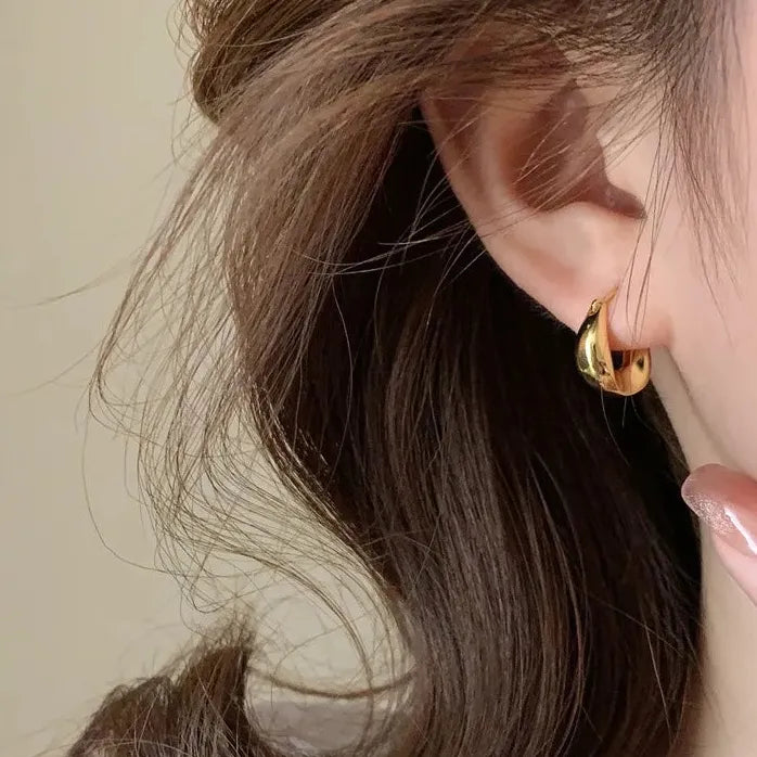 Geometric Hoop Earrings for Women Simple Fashion Gold Silver Huggies Jewelry