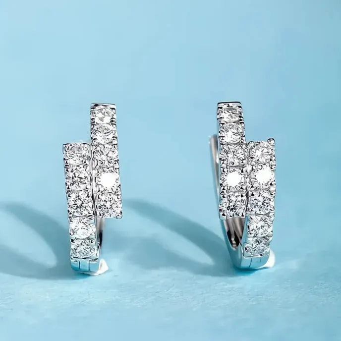 Trendy Women's Hoop Earrings Dainty Cubic Zirconia Silver Color Crystal Circle Fashion Jewelry
