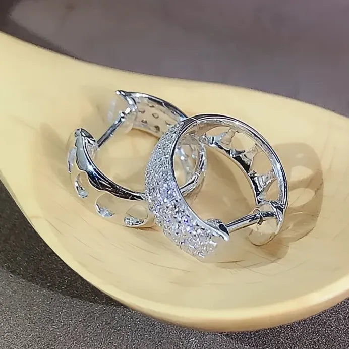 Geometric Sparkling CZ Hoop Earrings for Women Everyday Gift