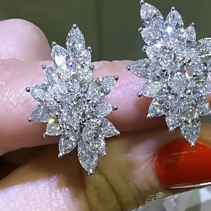 Geometric CZ Hoop Earrings for Women Wedding Party Elegant Jewelry