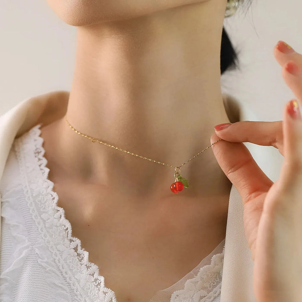 18K Gold Plated Titanium Steel Geometric Pendant Necklace for Women Choker