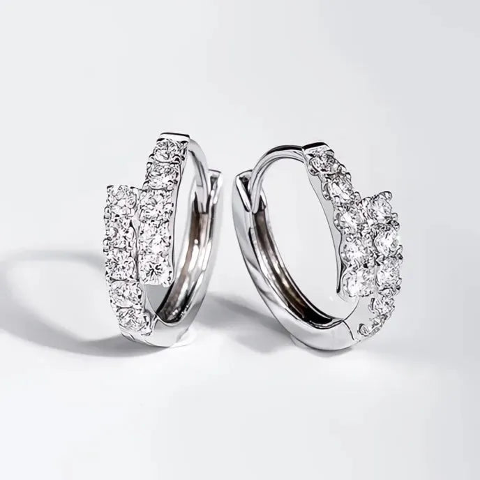 Trendy Women's Hoop Earrings Dainty Cubic Zirconia Silver Color Crystal Circle Fashion Jewelry