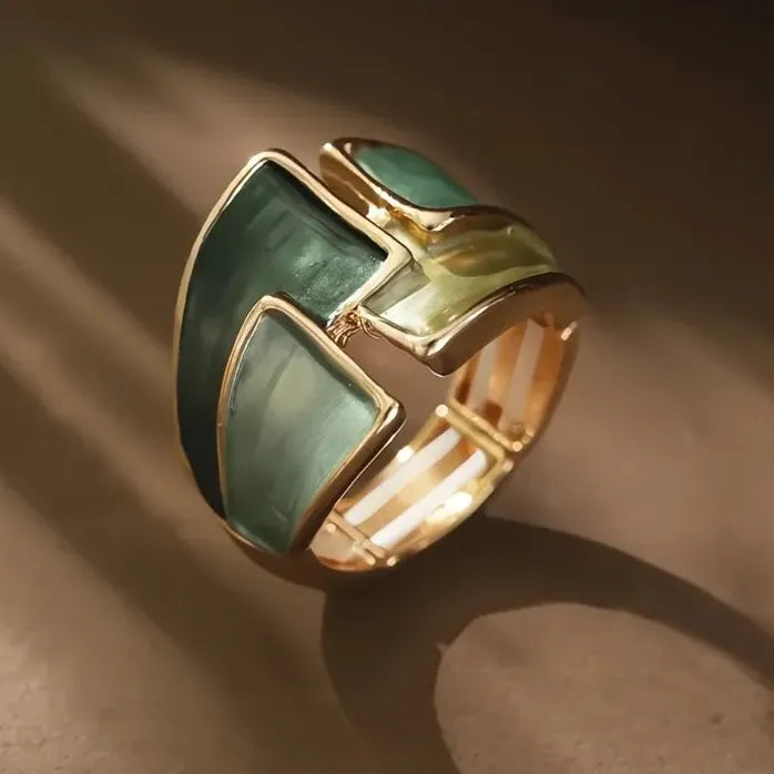 Modern Irregular Green Enamel Ring for Women Gold Color Fashion Jewelry