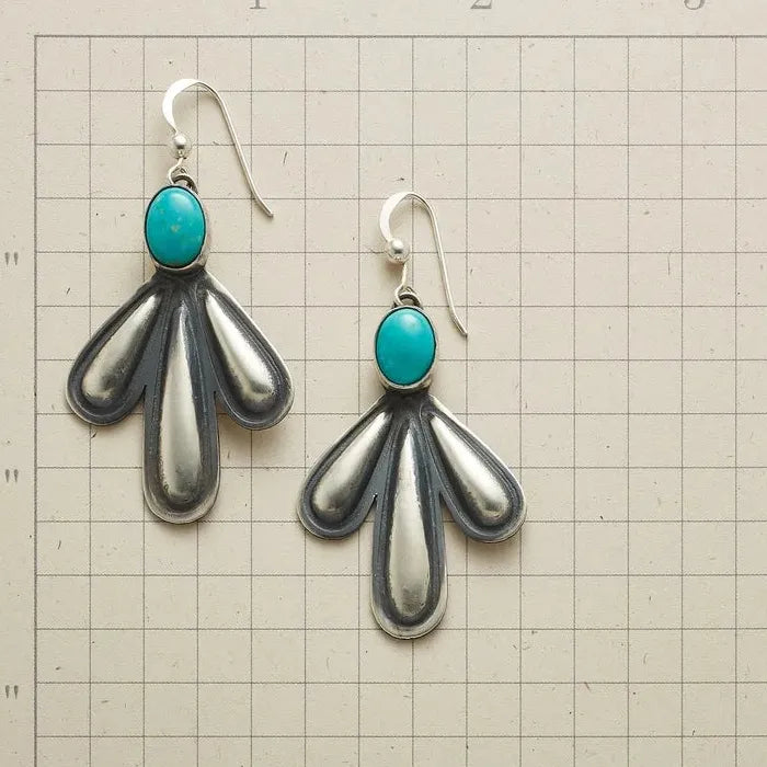 Silver Blue Stone Cactus Drop Earrings Women’s Simple Wedding Jewelry Zinc Alloy