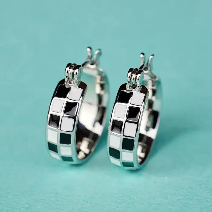 Classic Design Women's Square Resin Inlaid Drop Earrings Copper Jewelry
