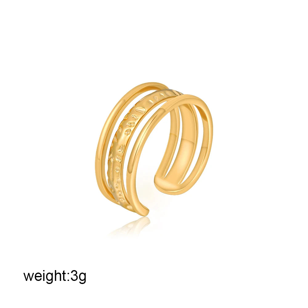 Hammered Open Thumb Ring for Women 18K Gold-Plated Copper Vintage Wedding Gift
