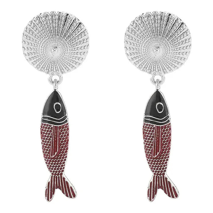 Bohemian Fish Pendant Copper Alloy Earrings Minimalist Summer Jewelry