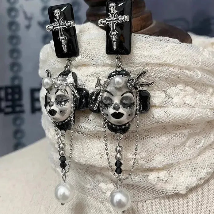 2024 Neo-Gothic Cartoon Ceramic Drop Earrings Unisex Party Gift Jewelry