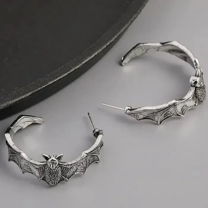 Silver Color Bat Dangle Earrings for Women Halloween Animal Zinc Alloy Jewelry Gift