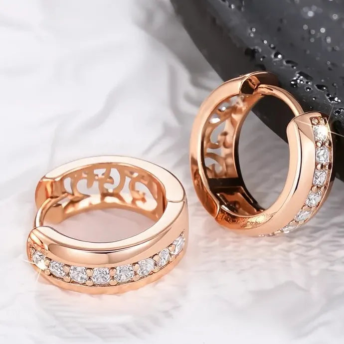 Women's Geometric CZ Copper Alloy Hoop Earrings Hollow Pattern Jewelry Party