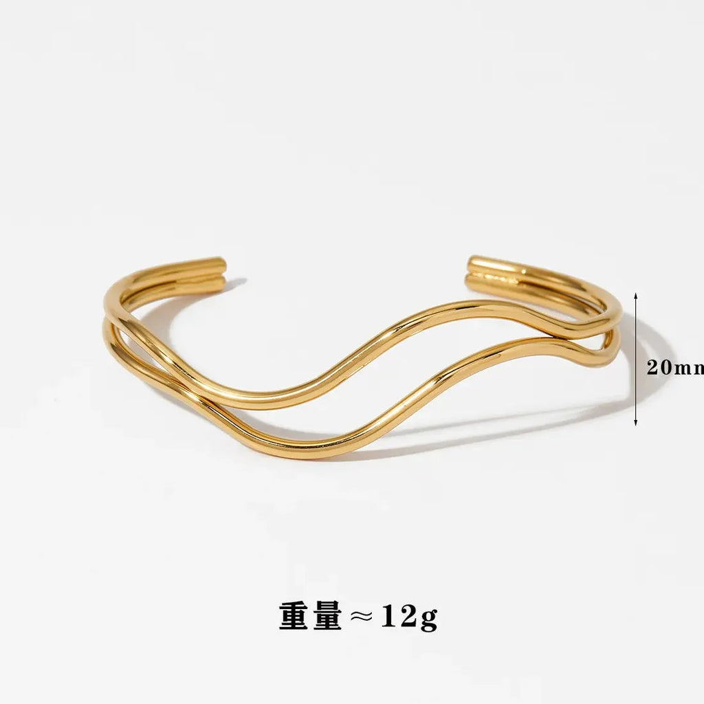 18k Gold Plated Stainless Steel Adjustable Geometric Cuff Bracelet Bangle