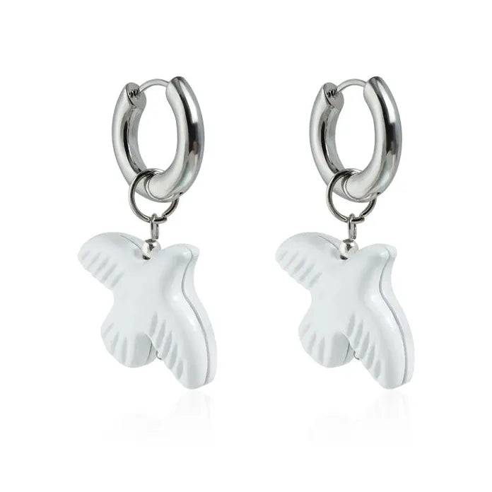 Peace Dove Resin Jewelry Set for Women Necklace Earrings Bracelet Crystal Pendant