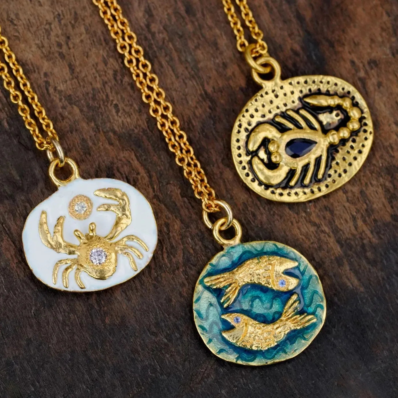 Stainless Steel Vintage Enamel Zodiac Coin Pendant Necklace 12 Constellations Jewelry