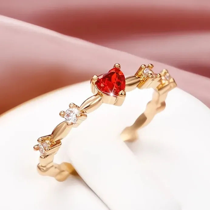 Geometric Heart Cubic Zirconia Wedding Engagement Ring for Women Gift