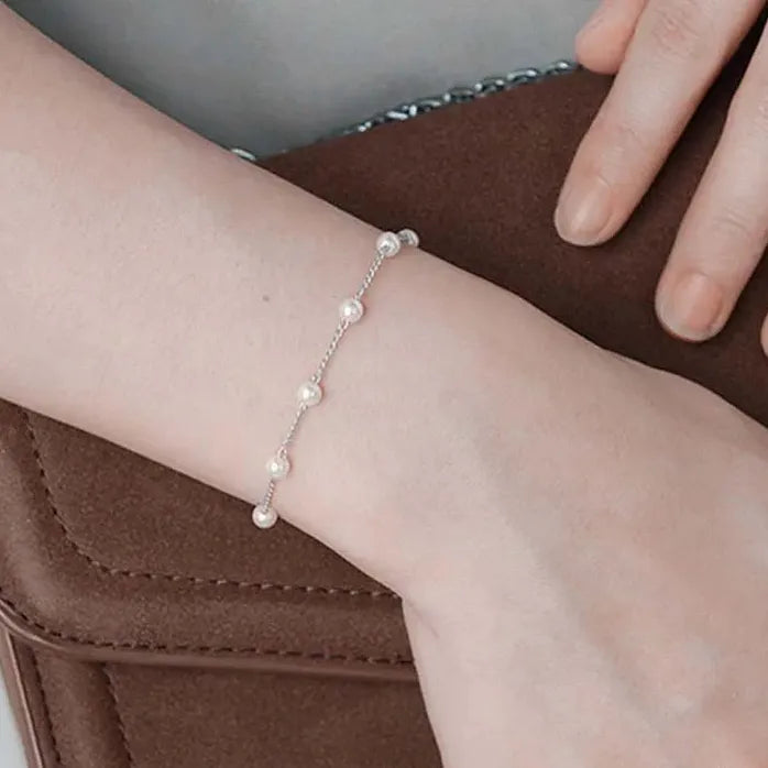 Elegant Retro White Imitation Pearl Double Layer Bracelet for Women Jewelry Gift