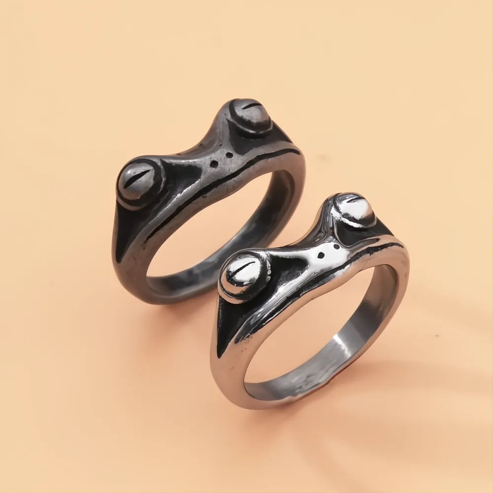 Stainless Steel Punk Hip Hop Frog Ring Korean Style Couple Gift for Men Women