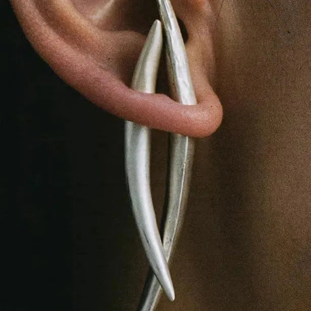 Unisex Curved Moon Geometric Copper Stud Earrings Vintage Urban Jewelry