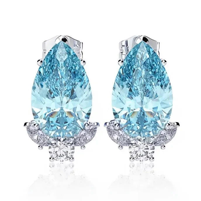 Teardrop Cubic Zirconia Stud Earrings for Women Bridal Wedding Engagement Jewelry Copper Alloy