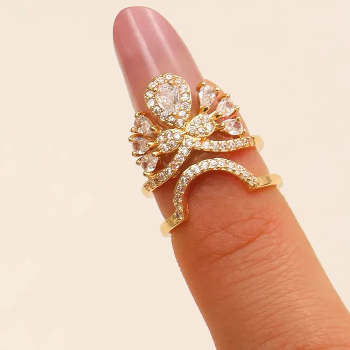 Adjustable Zircon Nail Ring for Women Retro Punk Jewelry Gift Trendy Geometric