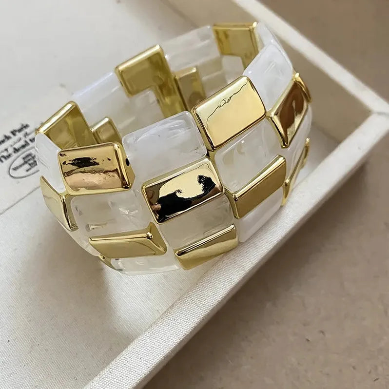 Acrylic Square Splicing Geometric Round Bangles for Women Simple Fashion Jewelry Bracelet