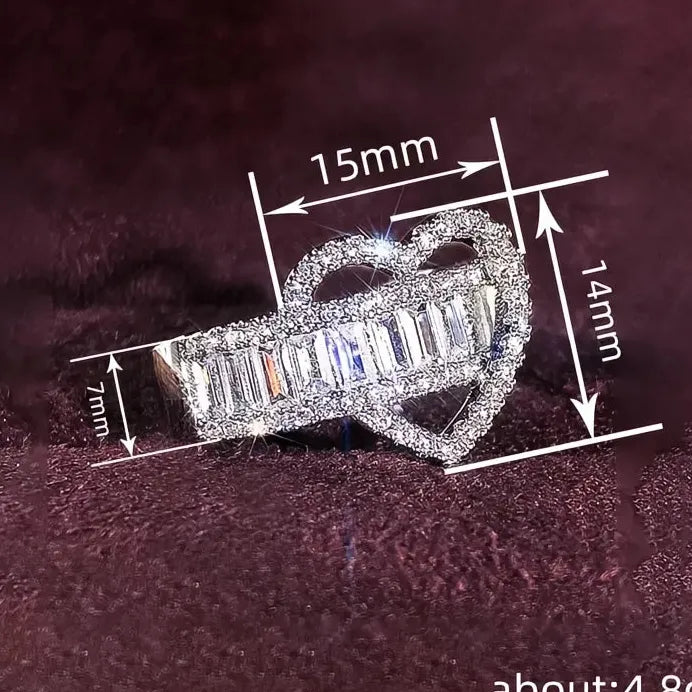 Heart-Shaped Cubic Zirconia Brass Ring Women Wedding Anniversary Gift