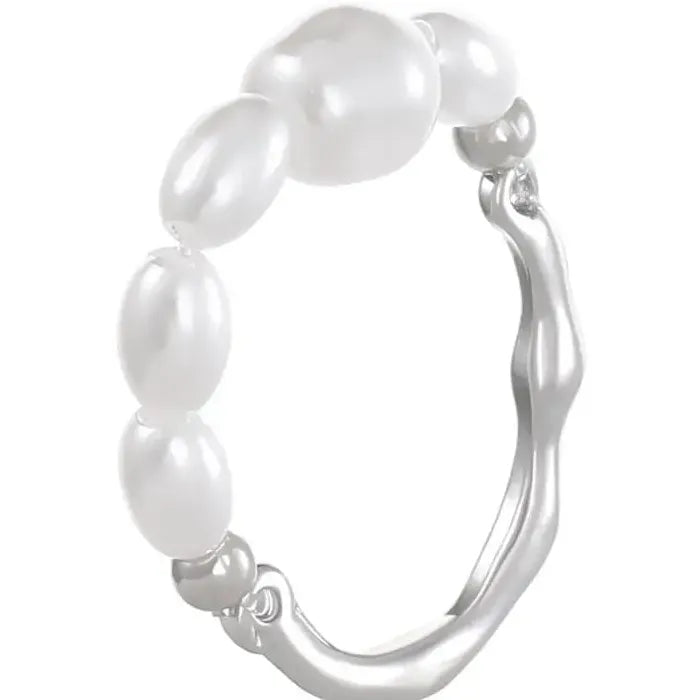Elegant Retro Irregular Pearl Cocktail Ring for Women Wedding Party Jewelry