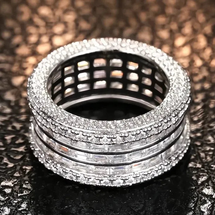 Opulent Wide Women’s Rings Luxury Cubic Zirconia Engagement Jewelry Shiny