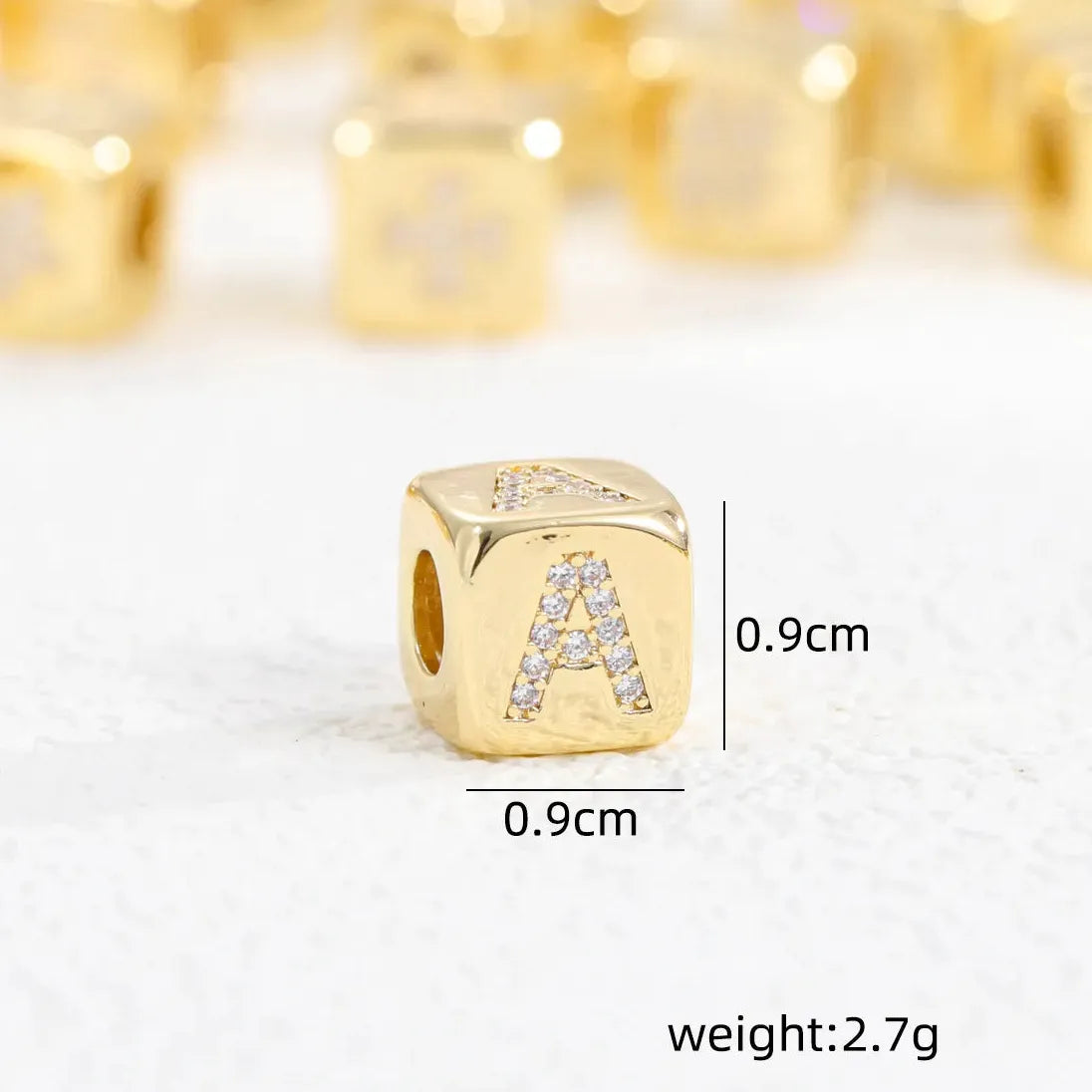 18K Gold Plated Stainless Steel Mini Cube Alphabet Necklace Zircon Choker