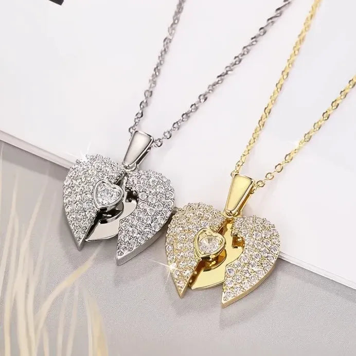 Romantic Heart Pendant Necklace with Bright CZ for Women Wedding Jewelry