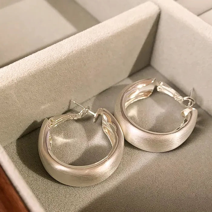 Large Luxury Copper Geometric Matte Hoop Earrings for Women