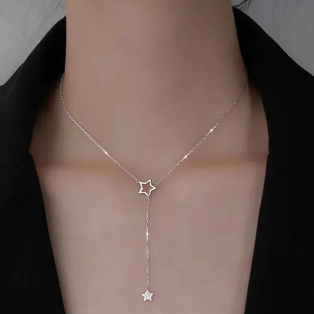 Dopamine Glitter Star Charm Zinc Alloy Choker Necklace Women Y2K