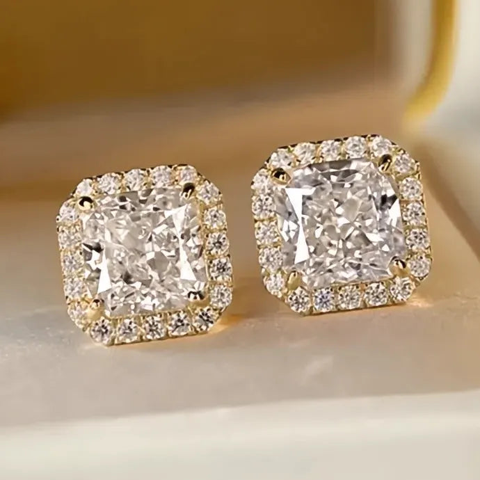 Elegant Women’s Geometric Copper Alloy Cubic Zirconia Stud Earrings