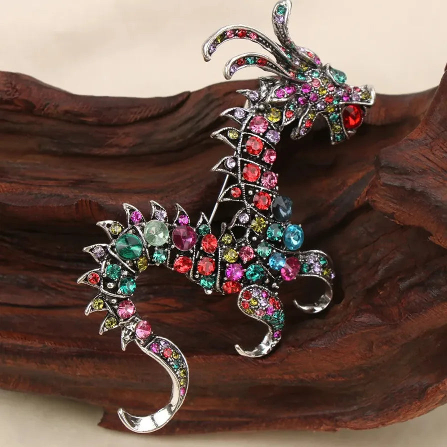 Vintage Luxury Flying Dragon Brooch Pin Classic Style for Men & Women