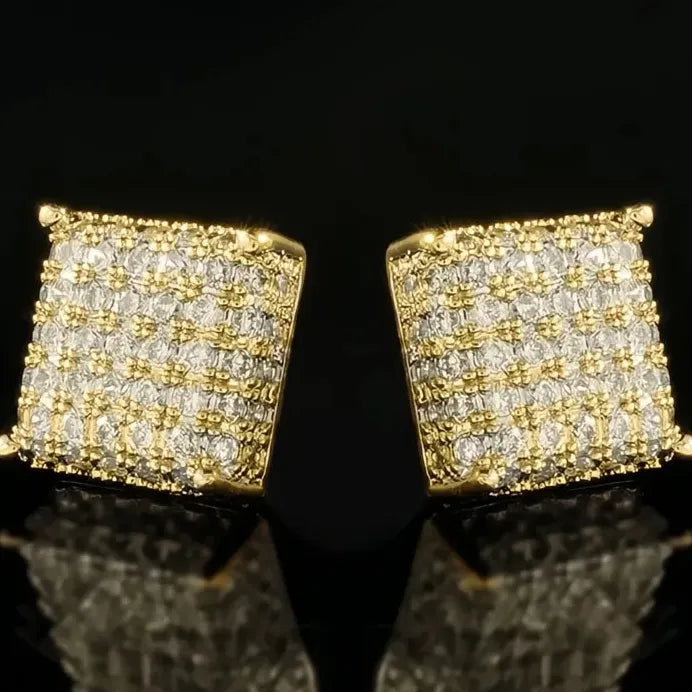 Square Micro Paved Cubic Zirconia Stud Earrings for Women Jewelry