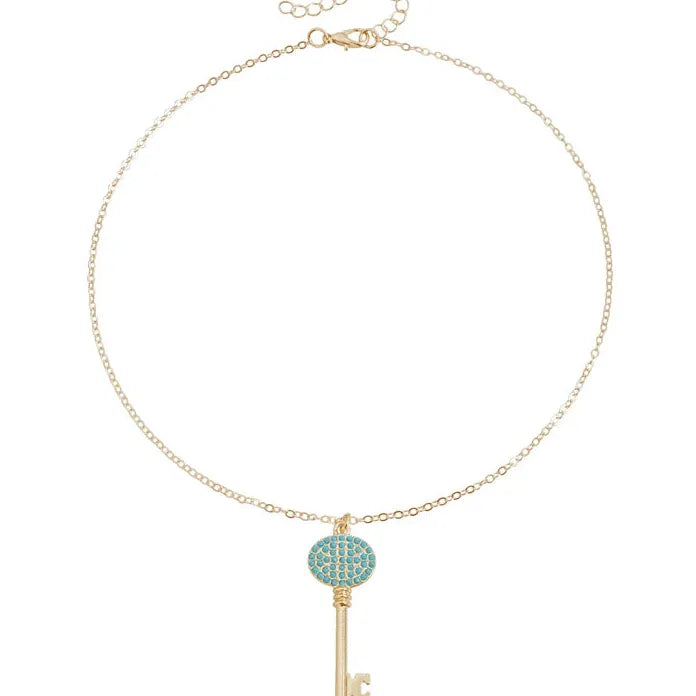 Adjustable Green Stone Pendant Necklace Zinc Alloy Birdcage Wing Key Gift
