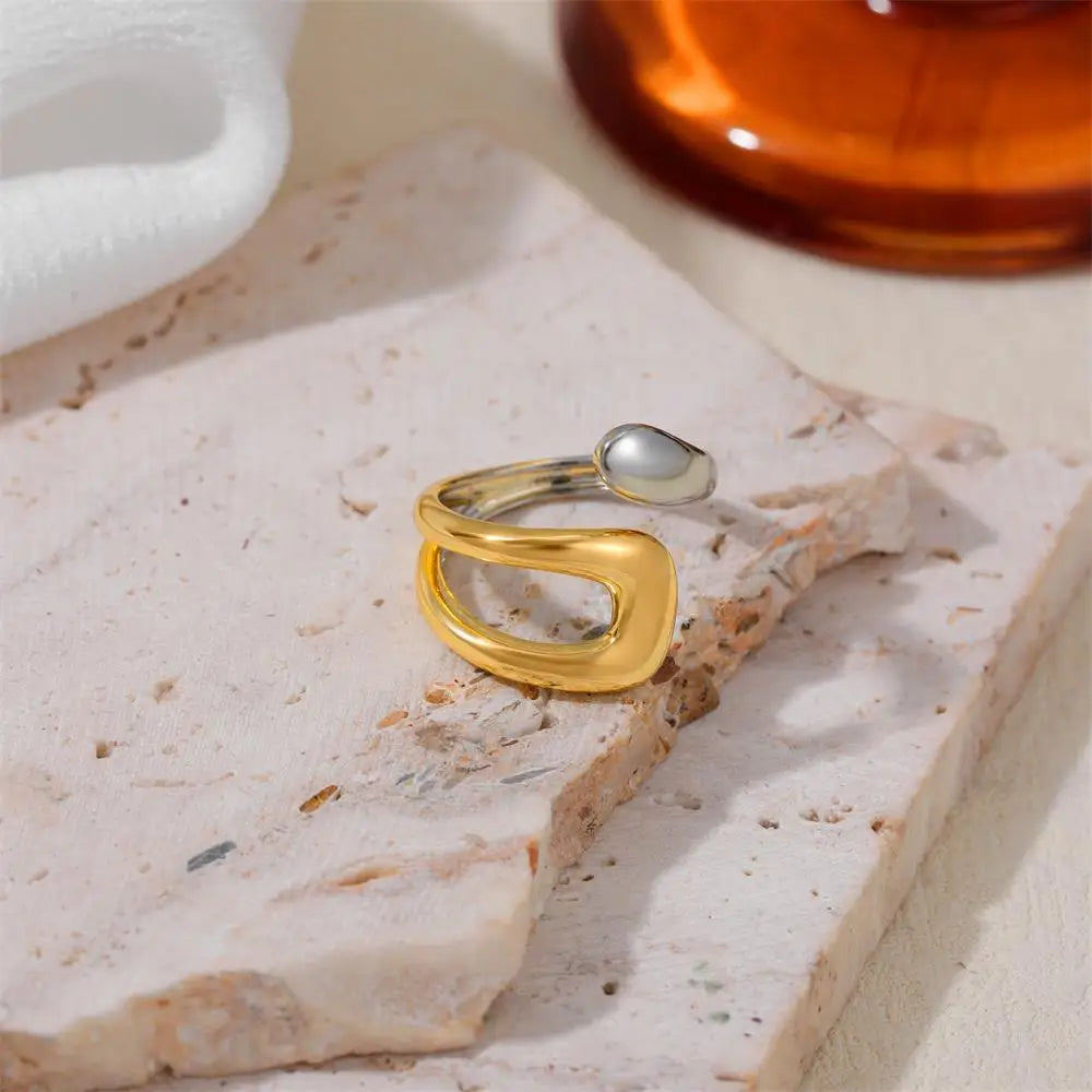 18K Gold Plated Copper Two Toned Cross Ring Waterproof Non-Tarnish Punk Jewelry