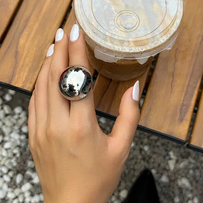 Geometric Oval Adjustable Unisex Fashion Ring Symbolizing Balance and Harmony