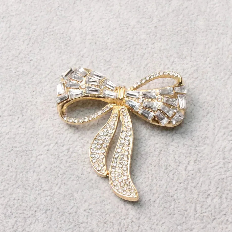 Vintage Gold Openwork Bow Brooch Elegant Jewelry Gift for Men Women
