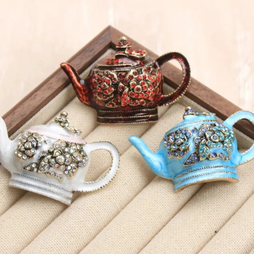Luxury Beauty Teapot Brooch Pin Classic Style Gift for Women Men
