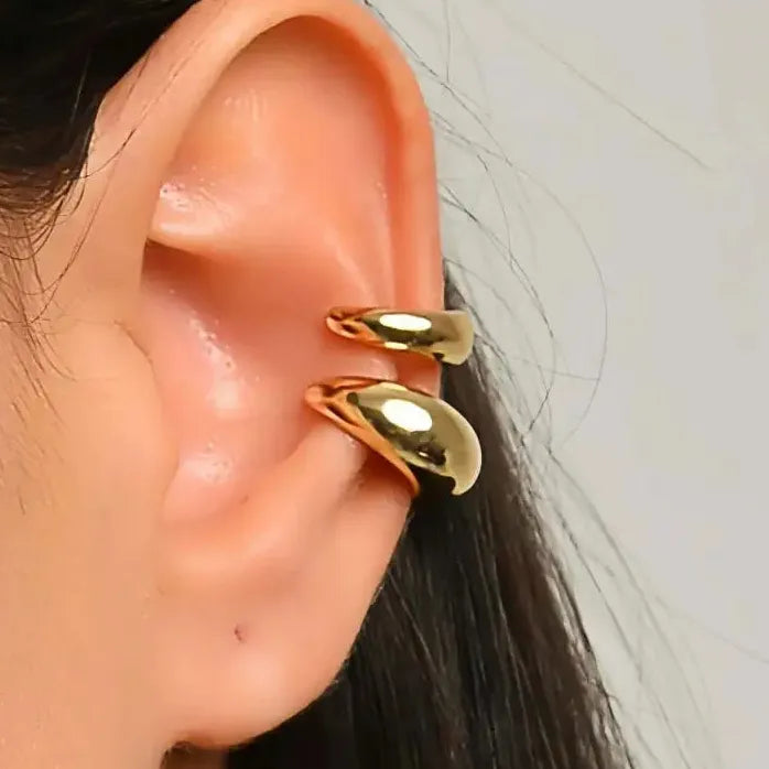 Punk Hip Hop Geometric Metal C-Shape Clip Earrings for Women Party Jewelry
